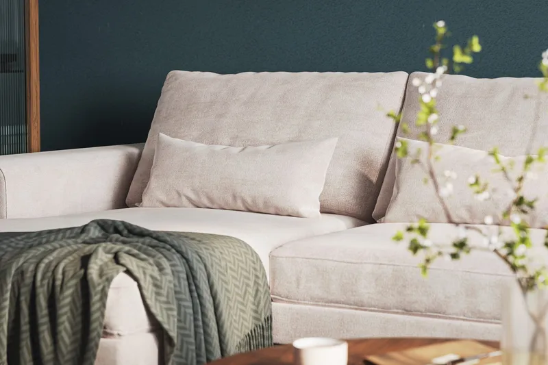 Copenhagen 5-personers Højrevendt U-formet Large Sofa med Divan og Chaiselong i Chenille - Beige - Møbler - Sofaer - U Sofa