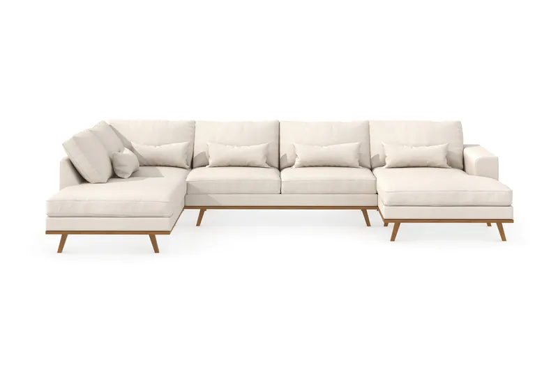 Copenhagen 5-personers Venstrevendt U-formet Sofa med Divan og Chaiselong i Stof, Beige