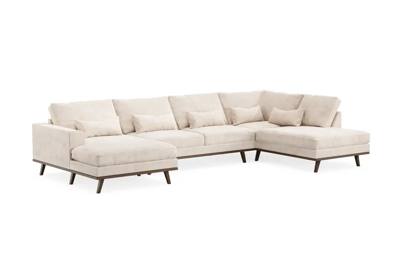 Copenhagen 5-personers Højrevendt U-formet Large Sofa med Divan og Chaiselong i Chenille - Beige - Møbler - Sofaer - U Sofa