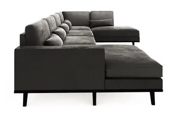 Copenhagen 5-personers Højrevendt U-formet Sofa med Divan og Chaiselong i Fløjl - Mørkegrå - Møbler - Sofaer - Velour sofaer