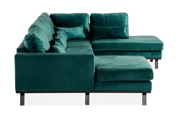 Copenhagen 5-personers Højrevendt U-formet Sofa med Divan og Chaiselong i Fløjl - Grøn - Møbler - Sofaer - Velour sofaer