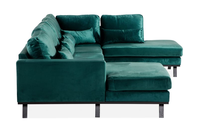 Copenhagen 5-personers Højrevendt U-formet Sofa med Divan og Chaiselong i Fløjl - Grøn - Møbler - Sofaer - Velour sofaer