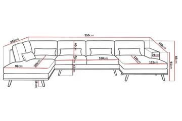 Copenhagen 5-personers Venstrevendt U-formet Large Sofa med Divan og Chaiselong i Chenille - Grå / Beige - Møbler - Sofaer - U Sofa