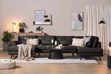 Copenhagen 5-personers Højrevendt U-formet Sofa med Divan og Chaiselong i Fløjl - Mørkegrå - Møbler - Sofaer - Velour sofaer