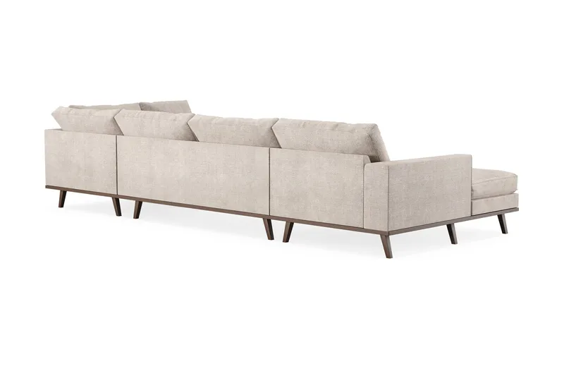 Copenhagen 5-personers Højrevendt U-formet Large Sofa med Divan og Chaiselong i Chenille - Grå / Beige - Møbler - Sofaer - U Sofa