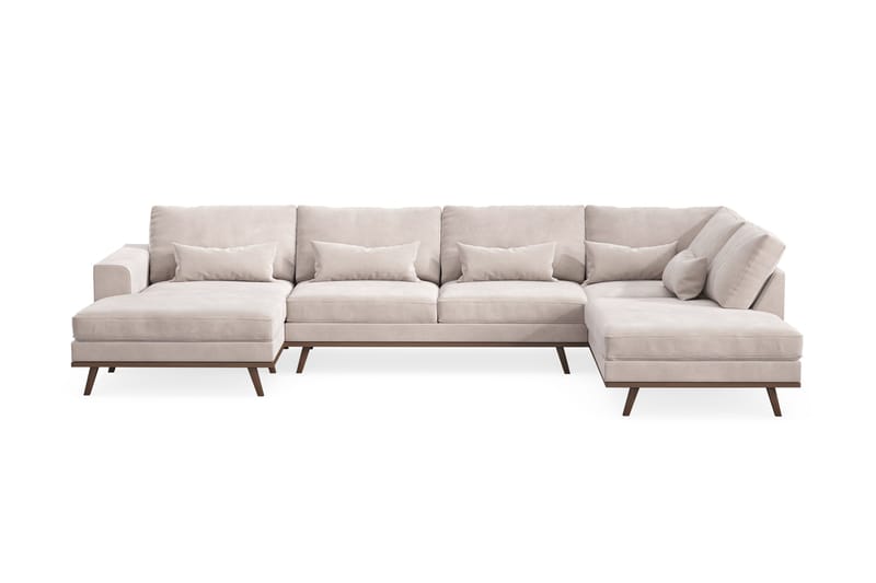 Copenhagen 5-personers Højrevendt U-formet Large Sofa med Divan og Chaiselong i Fløjl - Beige - Møbler - Sofaer - U Sofa