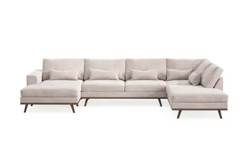 Copenhagen 5-personers Højrevendt U-formet Large Sofa med Divan og Chaiselong i Fløjl