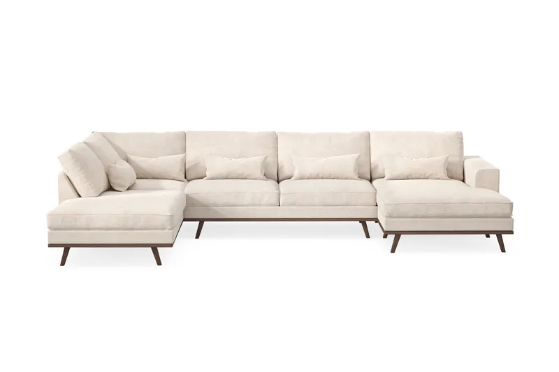 Copenhagen 5-personers Venstrevendt U-formet Large Sofa med Divan og Chaiselong i Chenille - Beige - Møbler - Sofaer - U Sofa