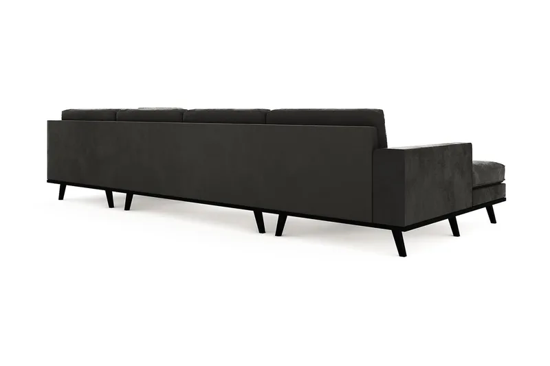Copenhagen 5-personers Højrevendt U-formet Sofa med Divan og Chaiselong i Fløjl - Mørkegrå - Møbler - Sofaer - Velour sofaer