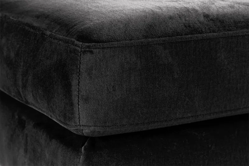 Copenhagen 5-personers Venstrevendt U-formet Sofa med Chaiselong og Fodskammel i Fløjl - Mørkegrå - Møbler - Sofaer - Sofagrupper