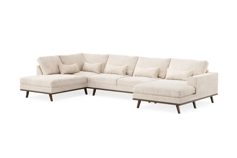 Copenhagen 5-personers Venstrevendt U-formet Large Sofa med Divan og Chaiselong i Chenille - Beige - Møbler - Sofaer - U Sofa