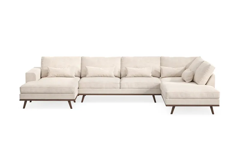 Copenhagen 5-personers Højrevendt U-formet Large Sofa med Divan og Chaiselong i Chenille - Beige - Møbler - Sofaer - U Sofa