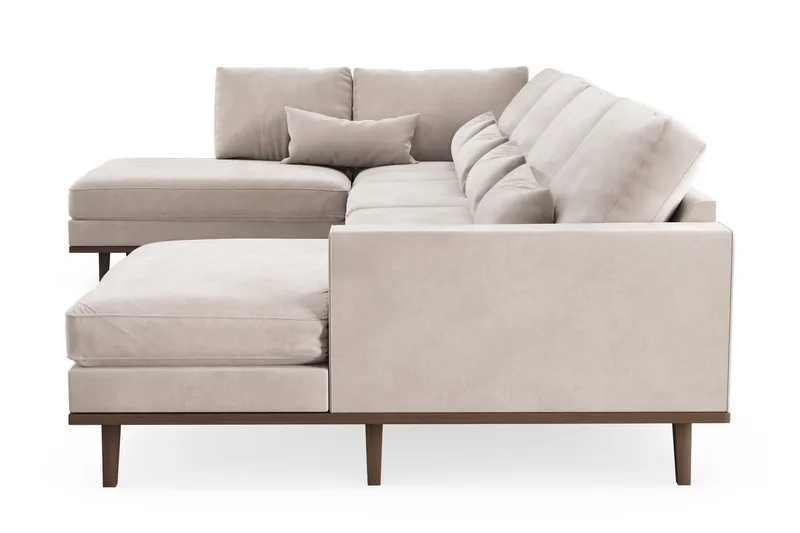 Copenhagen 5-personers Venstrevendt U-formet Large Sofa med Divan og Chaiselong i Fløjl - Beige - Møbler - Sofaer - U Sofa
