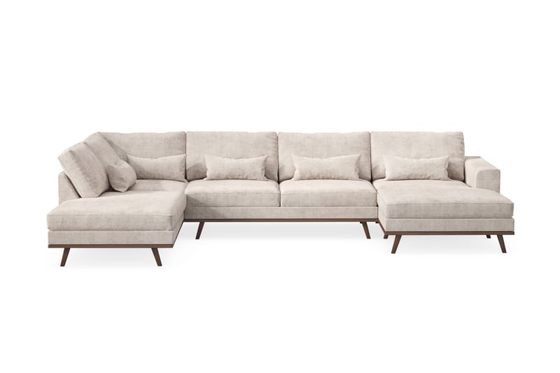Copenhagen 5-personers Venstrevendt U-formet Large Sofa med Divan og Chaiselong i Chenille - Grå / Beige - Møbler - Sofaer - U Sofa
