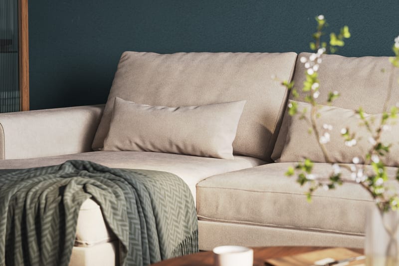 Copenhagen 5-personers Højrevendt U-formet Large Sofa med Divan og Chaiselong i Fløjl - Beige - Møbler - Sofaer - U Sofa