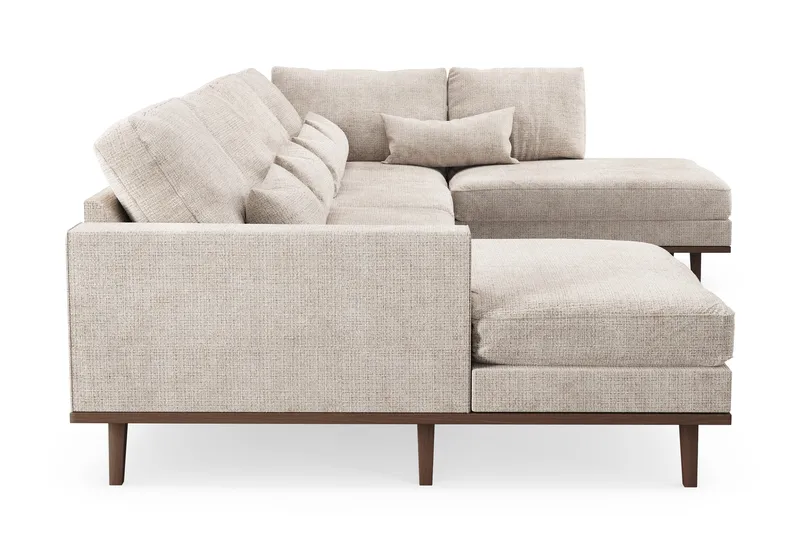 Copenhagen 5-personers Højrevendt U-formet Large Sofa med Divan og Chaiselong i Chenille - Grå / Beige - Møbler - Sofaer - U Sofa