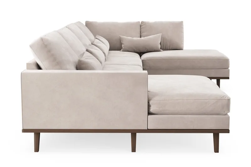 Copenhagen 5-personers Højrevendt U-formet Large Sofa med Divan og Chaiselong i Fløjl - Beige - Møbler - Sofaer - U Sofa