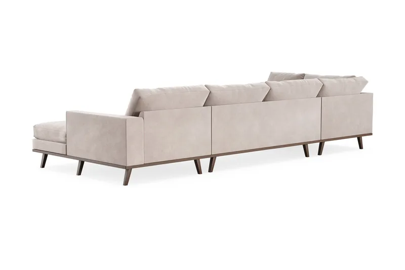 Copenhagen 5-personers Venstrevendt U-formet Large Sofa med Divan og Chaiselong i Fløjl - Beige - Møbler - Sofaer - U Sofa