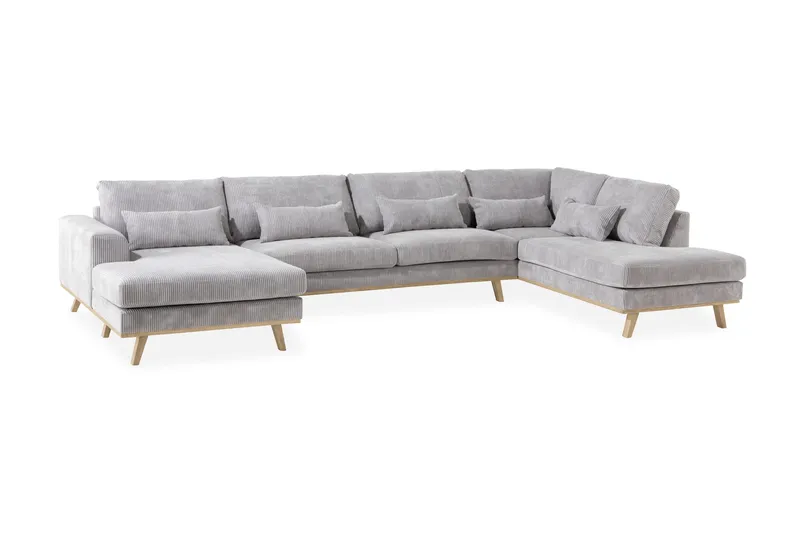 Copenhagen 5-personers Venstrevendt U-formet Sofa med Divan og Chaiselong i Manchester - Lysegrå - Møbler - Sofaer - U Sofa
