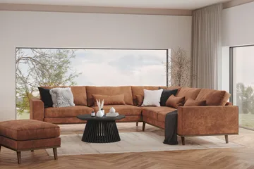 Copenhagen 6-personers L-formet Hjørnesofa i Kunstlæder - Brun - Møbler - Sofaer - Lædersofaer