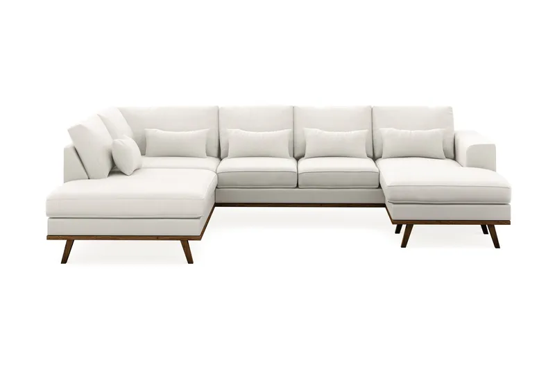 Copenhagen Compact 4-personers Venstrevendt U-formet Sofa med Divan og Chaiselong i Stof, Lysegrå