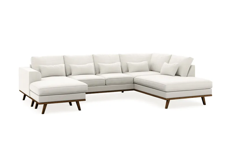 Copenhagen Compact 4-personers Højrevendt U-formet Large Sofa med Divan og Chaiselong i Stof - Lysegrå - Møbler - Sofaer - U Sofa