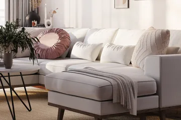 Copenhagen Compact 4-personers Venstrevendt U-formet Sofa med Divan og Chaiselong i Stof - Lysegrå - Møbler - Sofaer - U Sofa