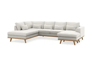 Copenhagen Compact 4-personers Venstrevendt U-formet Sofa med Divan og Chaiselong i Stof - Lysegrå - Møbler - Sofaer - U Sofa