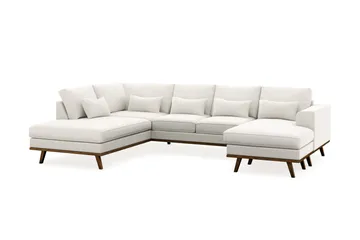 Copenhagen Compact 4-personers Venstrevendt U-formet Sofa med Divan og Chaiselong i Stof - Lysegrå - Møbler - Sofaer - U Sofa