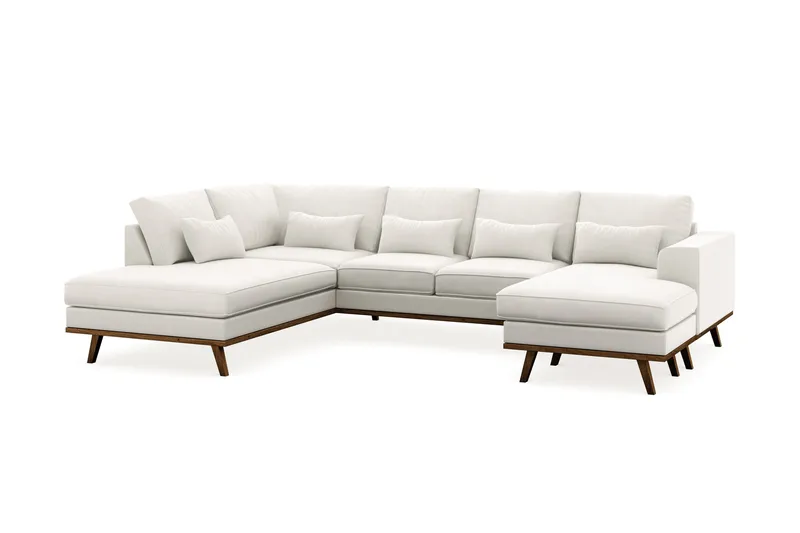 Copenhagen Compact 4-personers Venstrevendt U-formet Sofa med Divan og Chaiselong i Stof - Lysegrå - Møbler - Sofaer - U Sofa
