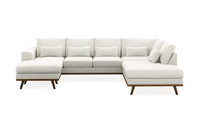 Copenhagen Compact 4-personers Højrevendt U-formet Large Sofa med Divan og Chaiselong i Stof, Lysegrå