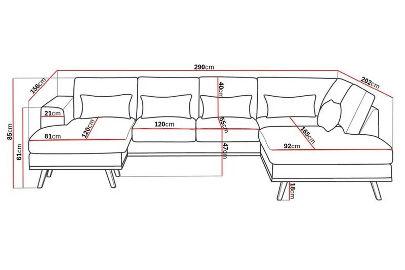 Copenhagen Compact 4-personers Højrevendt U-formet Large Sofa med Divan og Chaiselong i Stof - Lysegrå - Møbler - Sofaer - U Sofa