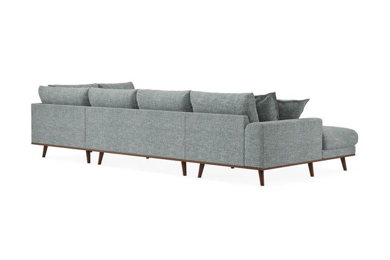 Copenhagen Premium 5-seters Høyrevendt U-formet Dyp Sofa med Divan og Sjeselong i Chenille - Grå/blå - Møbler - Sofaer - U Sofa
