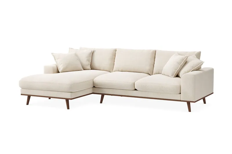 Copenhagen Premium 4-seters Venstrevendt L-formet Dyp Divansofa i Chenille - Lys beige - Møbler - Sofaer - Sofa med chaiselong
