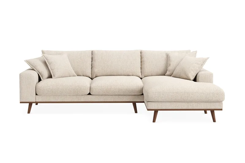 Copenhagen Premium 4-seters Høyrevendt L-formet Dyp Divansofa i Chenille, Beige