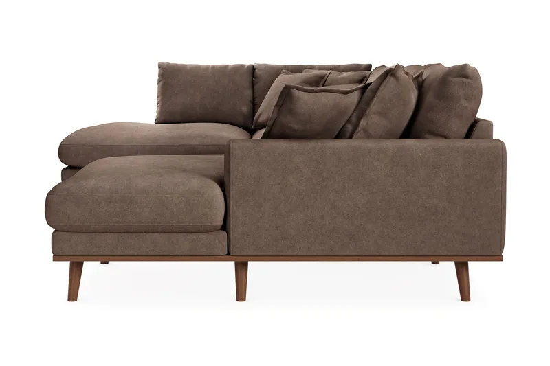 Copenhagen Premium 5-seters Venstrevendt U-formet Dyp Sofa med Divan og Sjeselong i Stof - Mørkebrun - Møbler - Sofaer - U Sofa