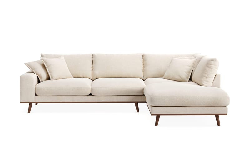 Copenhagen Premium 4-seters Høyrevendt L-formet Dyp Sjeselongsofa i Chenille - Lys beige - Møbler - Sofaer - Sofa med chaiselong