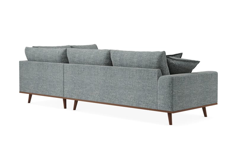 Copenhagen Premium 4-seters Høyrevendt L-formet Dyp Sjeselongsofa i Chenille - Grå/blå - Møbler - Sofaer - Sofa med chaiselong