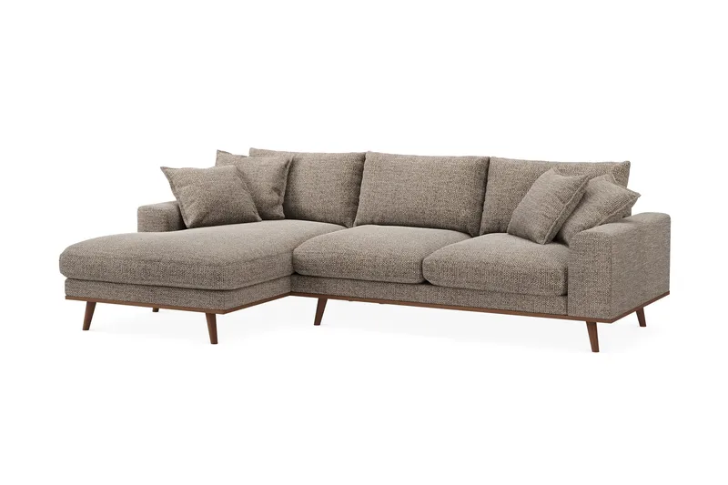 Copenhagen Premium 4-seters Venstrevendt L-formet Dyp Divansofa i Chenille - Brun - Møbler - Sofaer - Sofa med chaiselong