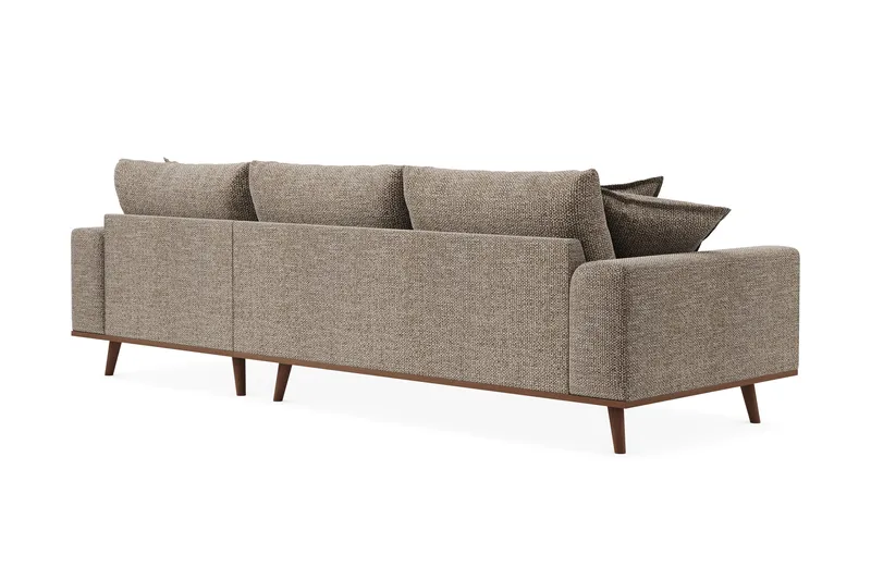 Copenhagen Premium 4-seters Høyrevendt L-formet Dyp Divansofa i Chenille - Brun - Møbler - Sofaer - Sofa med chaiselong
