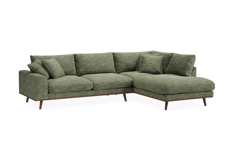Copenhagen Premium 4-seters Høyrevendt L-formet Dyp Sjeselongsofa i Chenille - Grønn - Møbler - Sofaer - Sofa med chaiselong