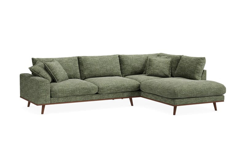Copenhagen Premium 4-seters Høyrevendt L-formet Dyp Sjeselongsofa i Chenille - Grønn - Møbler - Sofaer - Sofa med chaiselong