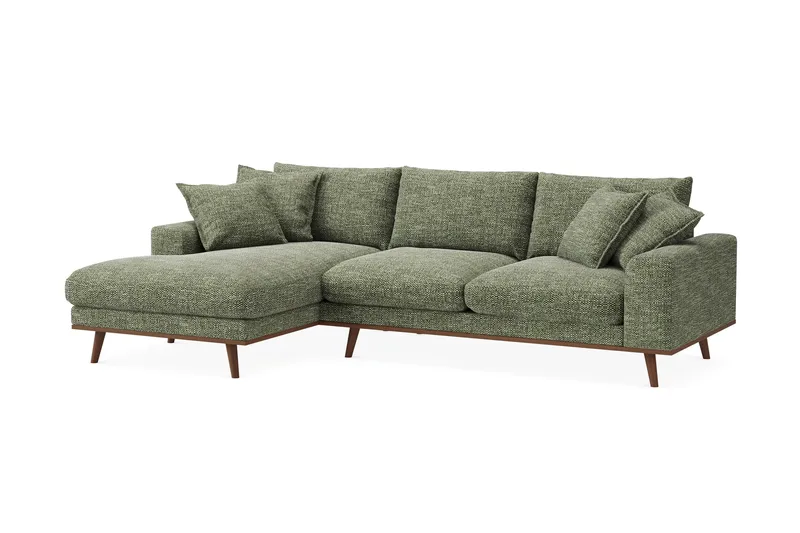 Copenhagen Premium 4-seters Venstrevendt L-formet Dyp Divansofa i Chenille - Grønn - Møbler - Sofaer - Sofa med chaiselong