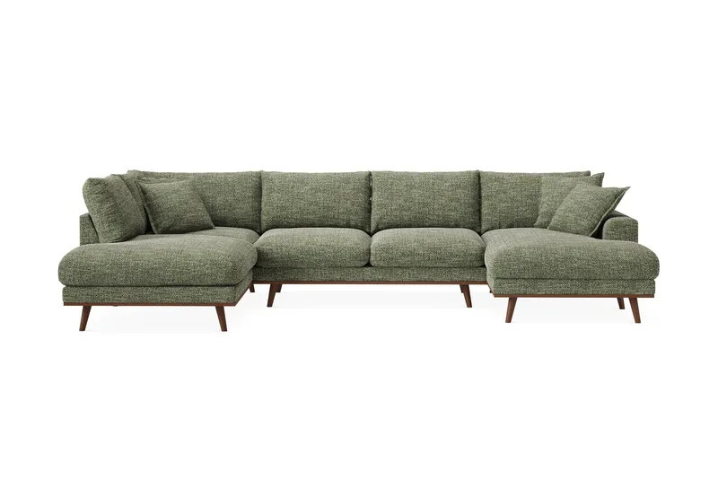 Copenhagen Premium 5-seters Venstrevendt U-formet Dyp Sofa med Divan og Sjeselong i Chenille - Grønn - Møbler - Sofaer - U Sofa