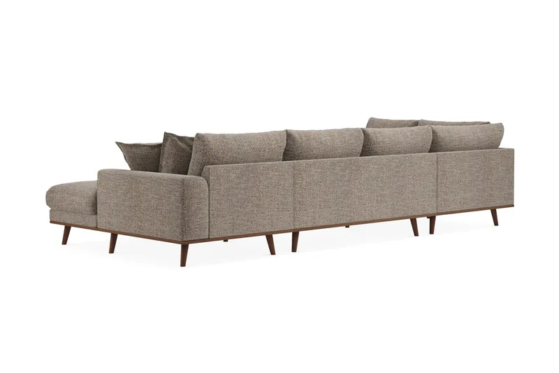 Copenhagen Premium 5-seters Venstrevendt U-formet Dyp Sofa med Divan og Sjeselong i Chenille - Brun - Møbler - Sofaer - U Sofa