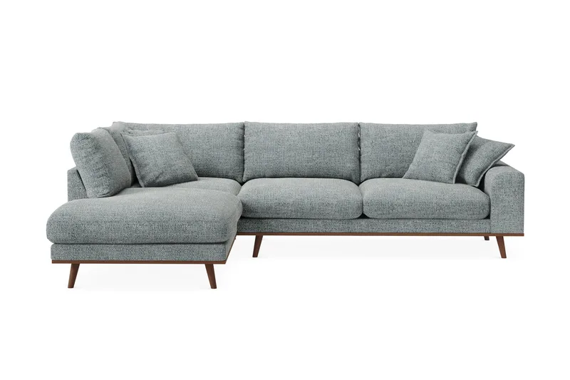 Copenhagen Premium 4-seters Venstrevendt L-formet Dyp Sjeselongsofa i Chenille - Grå/blå - Møbler - Sofaer - Sofa med chaiselong