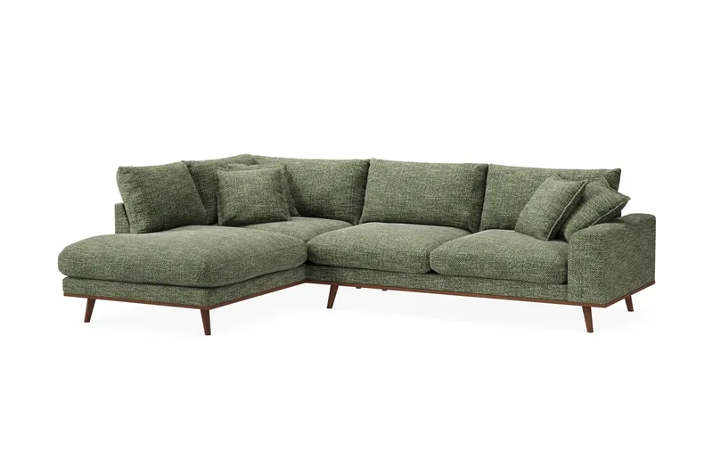 Copenhagen Premium 4-seters Venstrevendt L-formet Dyp Sjeselongsofa i Chenille - Grønn - Møbler - Sofaer - Sofa med chaiselong