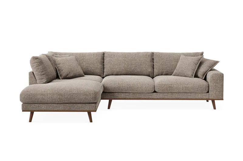 Copenhagen Premium 4-seters Venstrevendt L-formet Dyp Sjeselongsofa i Chenille - Brun - Møbler - Sofaer - Sofa med chaiselong