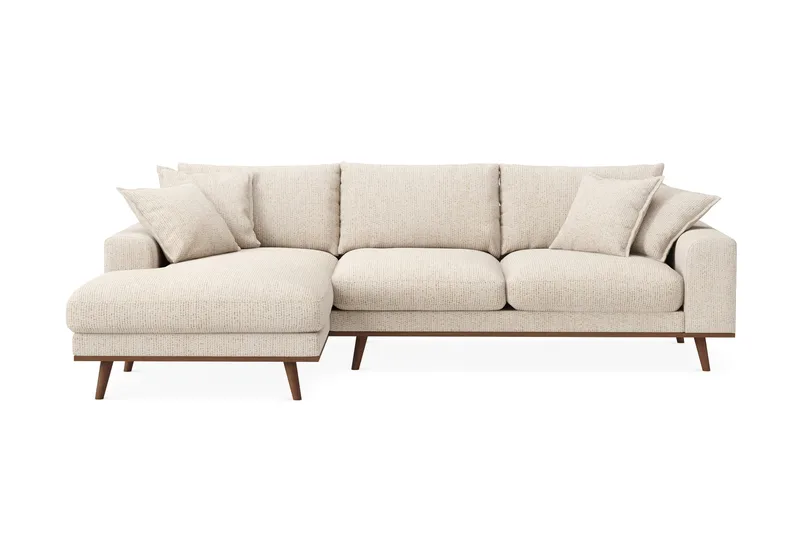 Copenhagen Premium 4-seters Venstrevendt L-formet Dyp Divansofa i Chenille - Beige - Møbler - Sofaer - Sofa med chaiselong