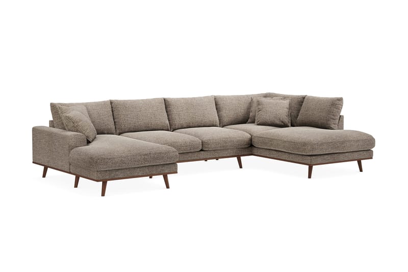 Copenhagen Premium 5-seters Høyrevendt U-formet Dyp Sofa med Divan og Sjeselong i Chenille - Brun - Møbler - Sofaer - U Sofa